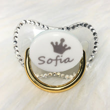 Load image into Gallery viewer, MIYOCAR custom any name can make gold bling Rhinestone pacifier pink dummy BPA free dummy bling pink baby shower PP-P