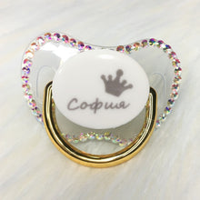 Load image into Gallery viewer, MIYOCAR custom any name can make gold bling Rhinestone pacifier pink dummy BPA free dummy bling pink baby shower PP-P
