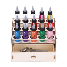 Load image into Gallery viewer, 1Set Wooden Paint Tool Storage Rack with Cabinet Pigment Ink Bottle Organizer Holder
