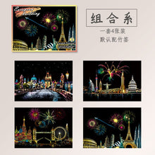 Load image into Gallery viewer, 4Pcs/set Magic Colorful A5 Drawing Board Paper Painting Scraping Children Learning Education Toys Painting Doodle Scratch Toys
