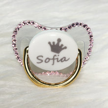 Load image into Gallery viewer, MIYOCAR custom any name can make gold bling Rhinestone pacifier pink dummy  BPA free dummy bling pink baby shower PP-P
