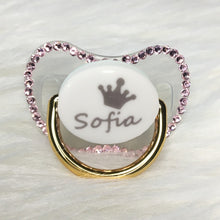Load image into Gallery viewer, MIYOCAR custom any name can make gold bling Rhinestone pacifier pink dummy  BPA free dummy bling pink baby shower PP-P
