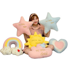 Load image into Gallery viewer, cute rainbow cloud  sun star throw pillow cushion rainbow plush toy baby kids bedroom decoration toy pillow sofa cushion
