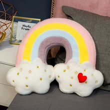 Load image into Gallery viewer, cute rainbow cloud  sun star throw pillow cushion rainbow plush toy baby kids bedroom decoration toy pillow sofa cushion
